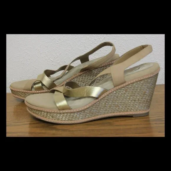 #20 NWOB Soft Walk Tan Platform Slingback Sandals 10.5N - Picture 4 of 16